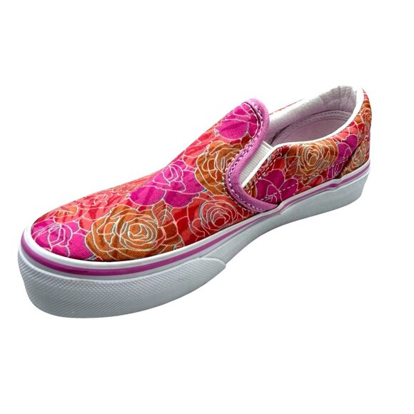 Vans Kids Girls 3 Classic Slip On Floral Canvas Shoes Size Pink Rose Camo New - Picture 2 of 10